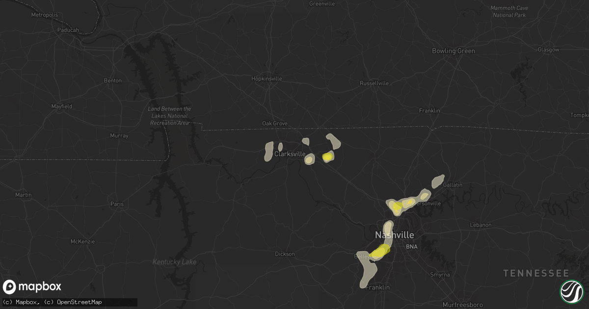 Hail map in Clarksville, TN on May 20, 2018