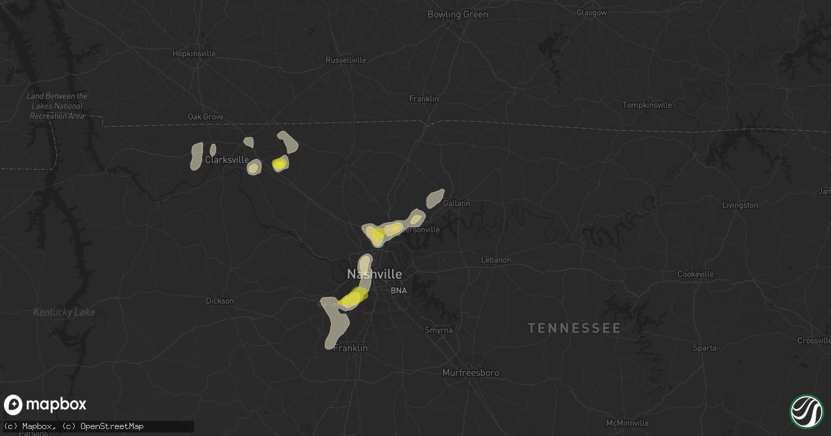 Hail map in Hendersonville, TN on May 20, 2018
