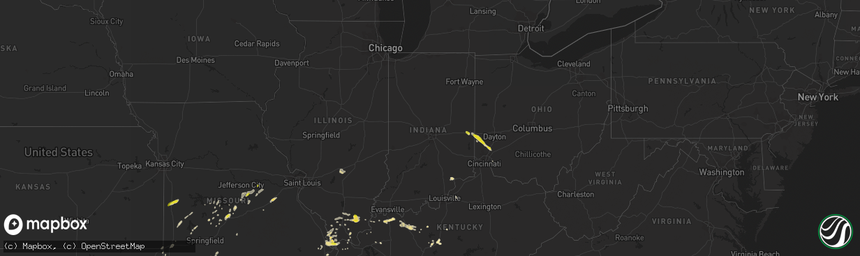 Hail map in Indiana on May 20, 2018