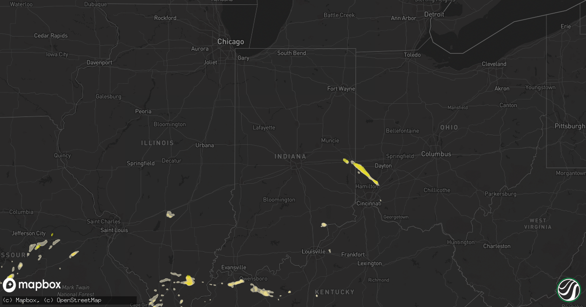 Hail map in Indiana on May 20, 2018