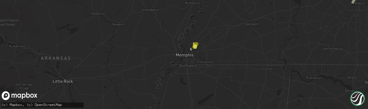 Hail map in Memphis, TN on May 20, 2018