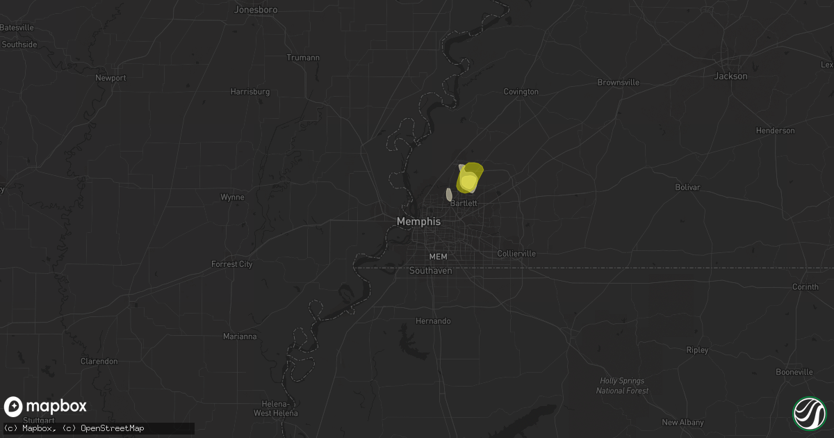 Hail map in Memphis, TN on May 20, 2018