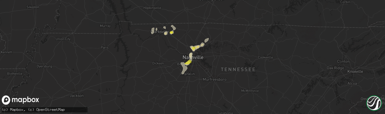 Hail map in Nashville, TN on May 20, 2018