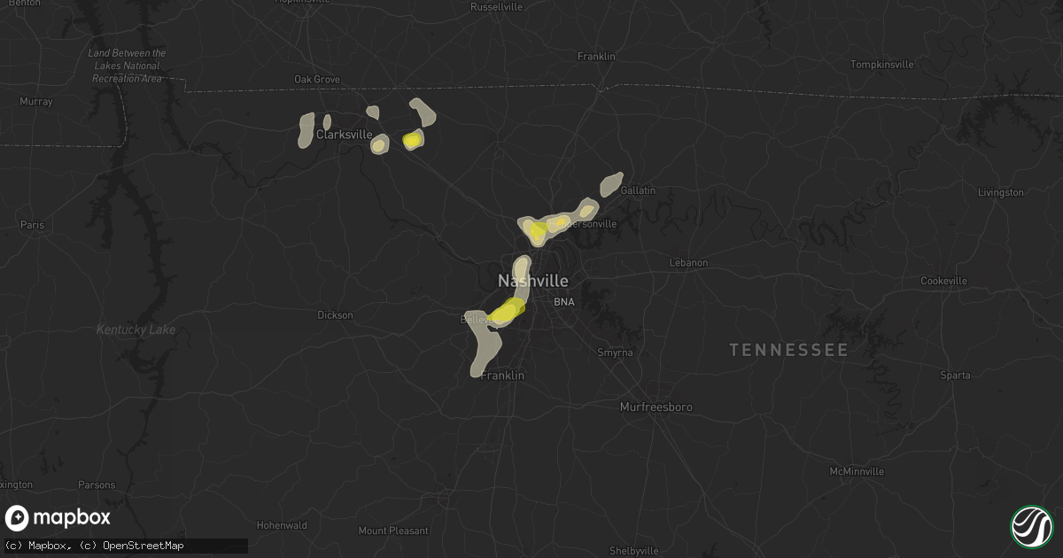 Hail map in Nashville, TN on May 20, 2018