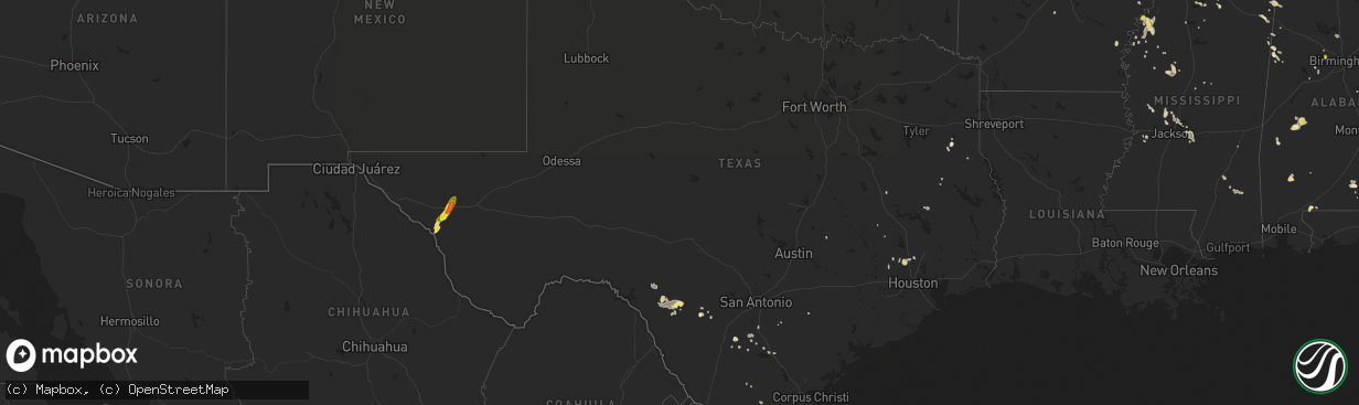 Hail map in Texas on May 20, 2018