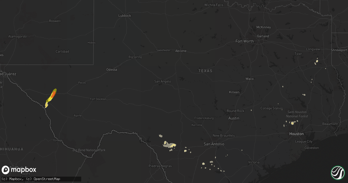 Hail map in Texas on May 20, 2018