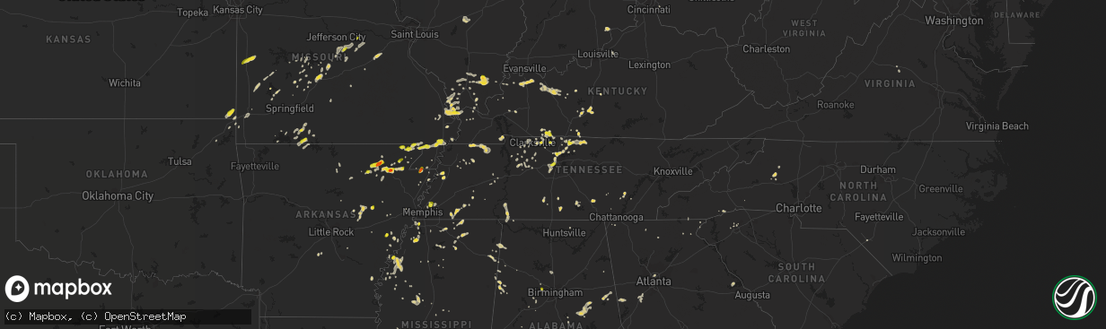 Hail map on May 20, 2018