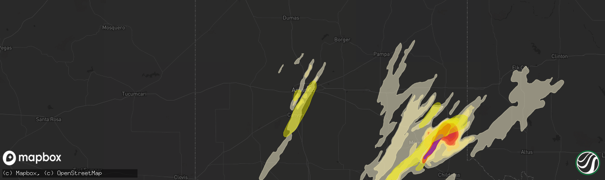 Hail map in Amarillo, TX on May 20, 2019