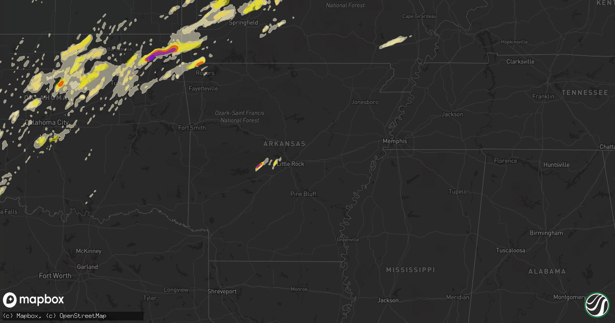 Hail map in Arkansas on May 20, 2019