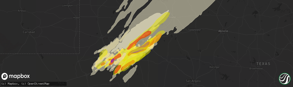 Hail map in Big Spring, TX on May 20, 2019