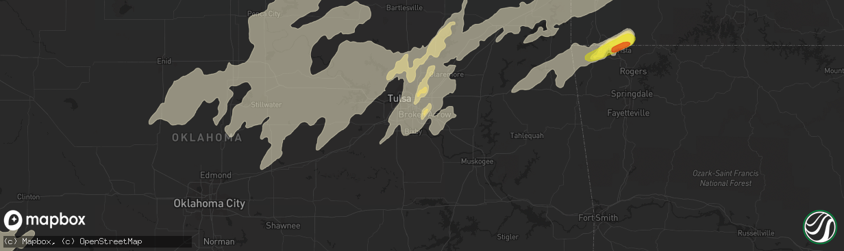 Hail map in Broken Arrow, OK on May 20, 2019