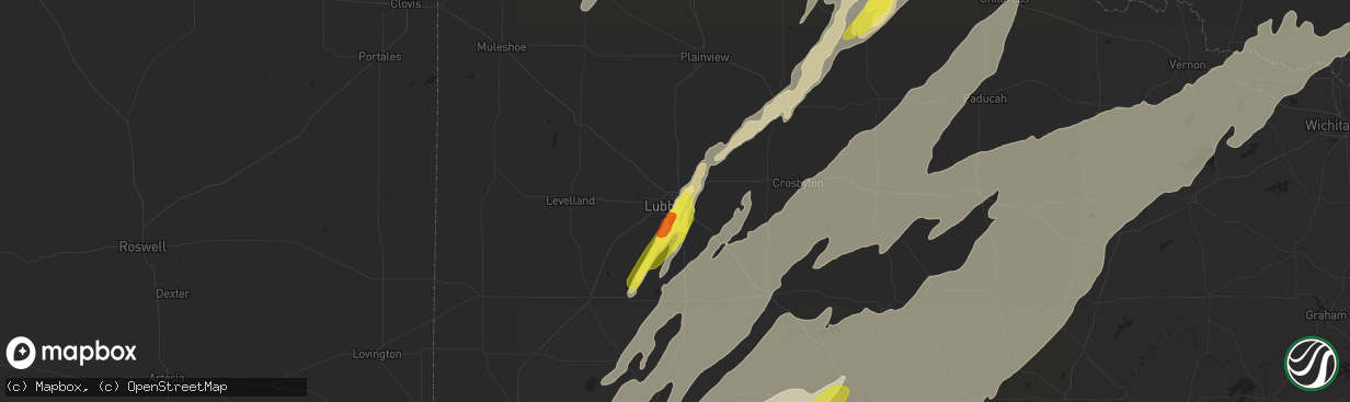 Hail map in Lubbock, TX on May 20, 2019