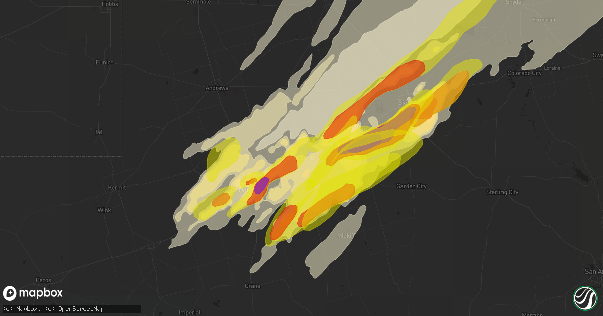 Hail map in Midland, TX on May 20, 2019