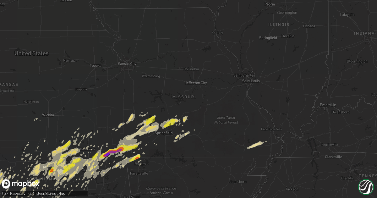 Hail map in Missouri on May 20, 2019