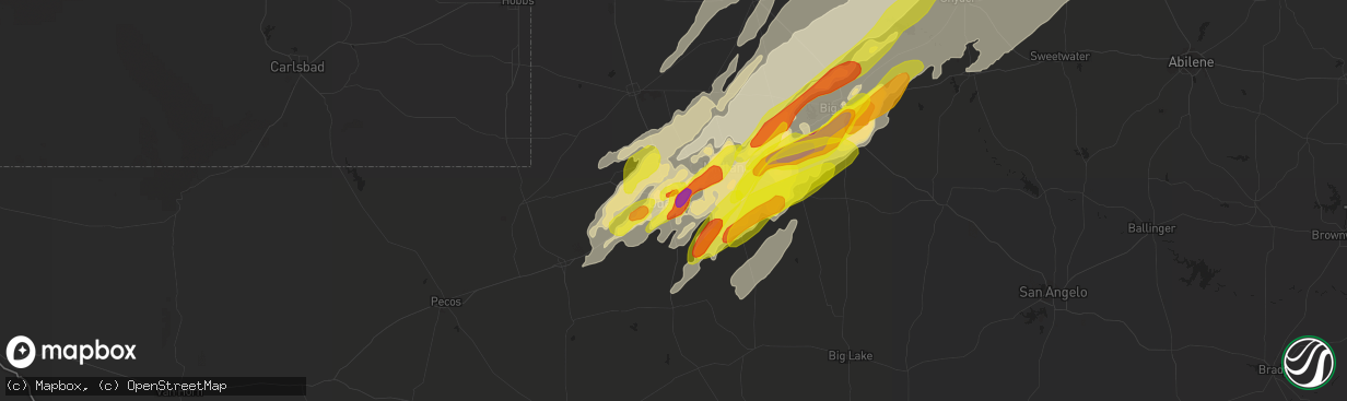 Hail map in Odessa, TX on May 20, 2019