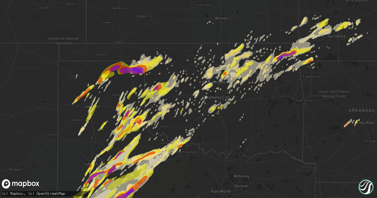 Hail map in Oklahoma on May 20, 2019
