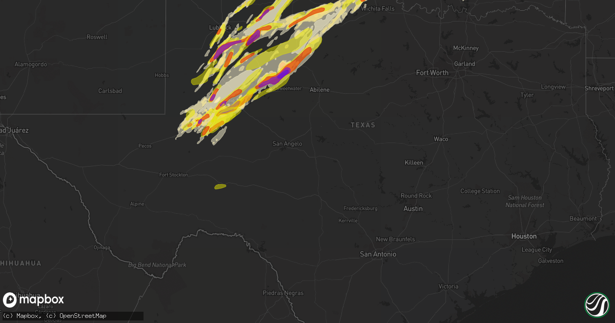 Hail map in Texas on May 20, 2019
