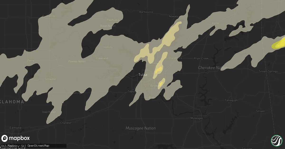 Hail map in Tulsa, OK on May 20, 2019