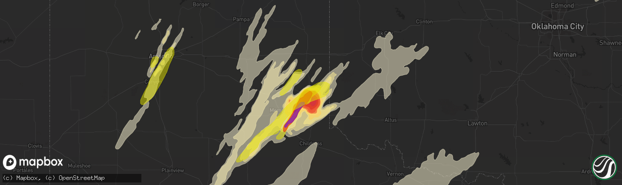 Hail map in Wellington, TX on May 20, 2019