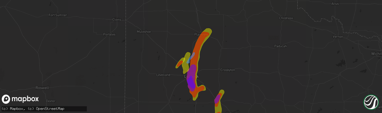 Hail map in Abernathy, TX on May 20, 2020