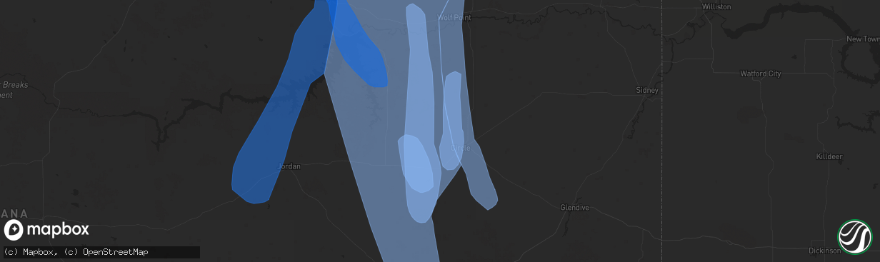 Hail map in Circle, MT on May 20, 2020