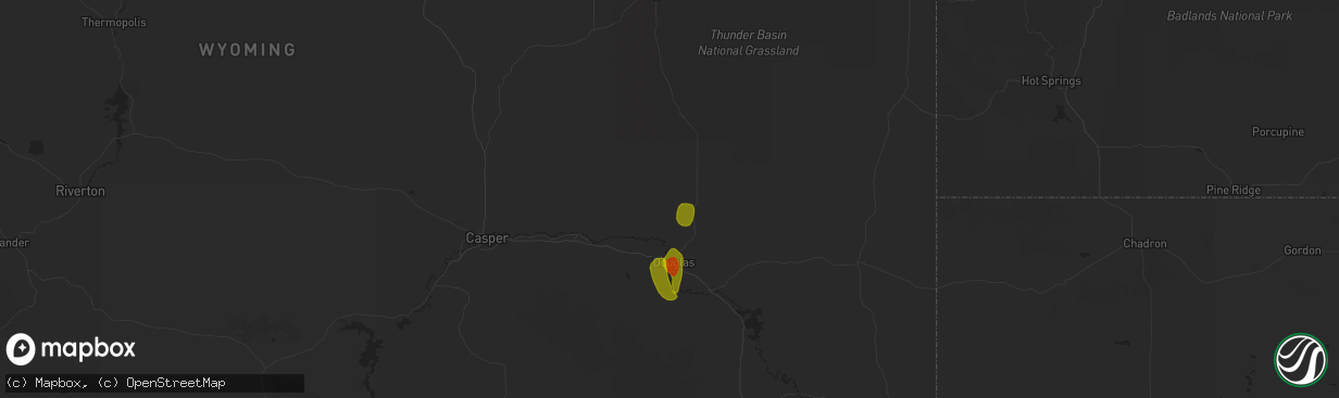 Hail map in Douglas, WY on May 20, 2020