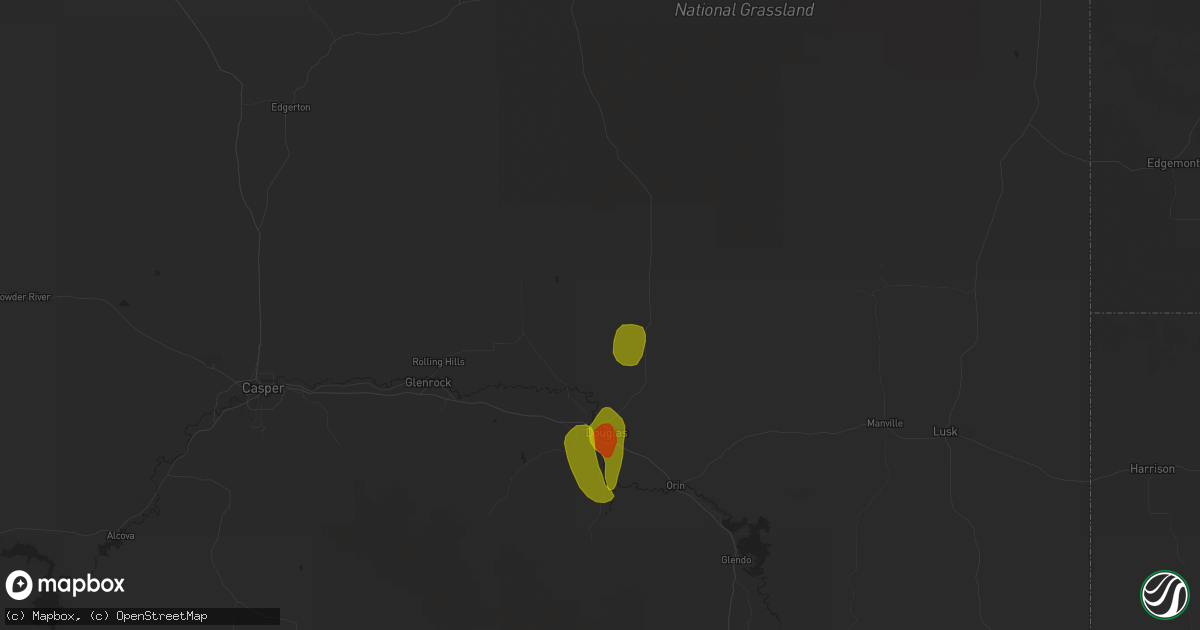 Hail map in Douglas, WY on May 20, 2020