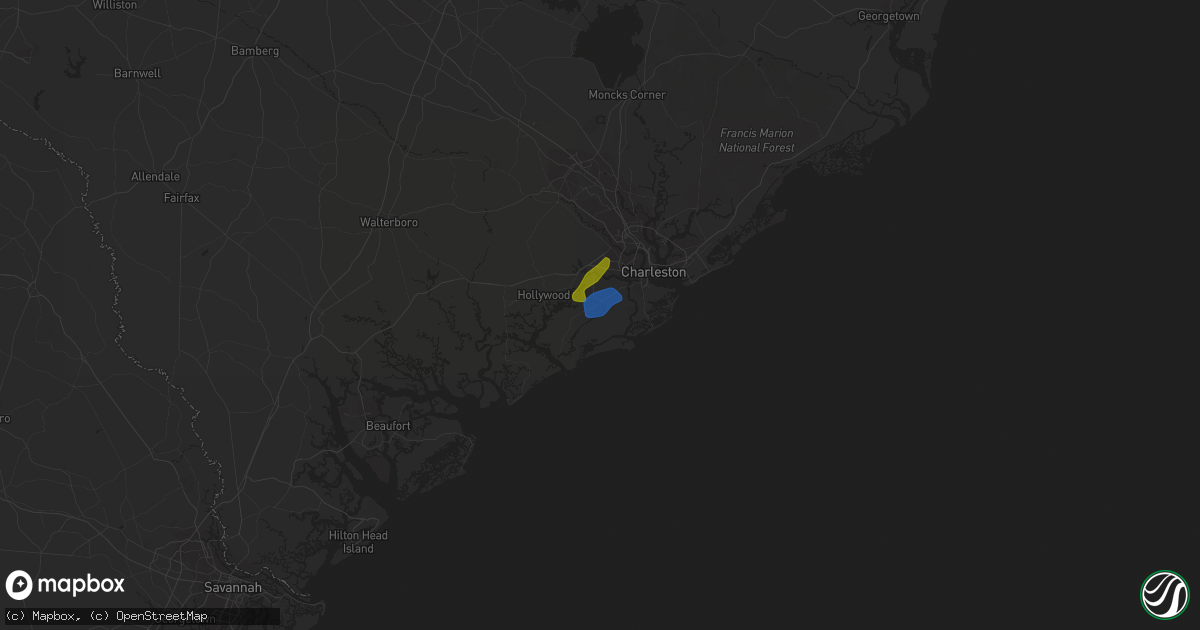 Hail map in Johns Island, SC on May 20, 2020