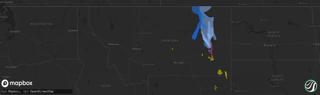 Hail map in Montana on May 20, 2020