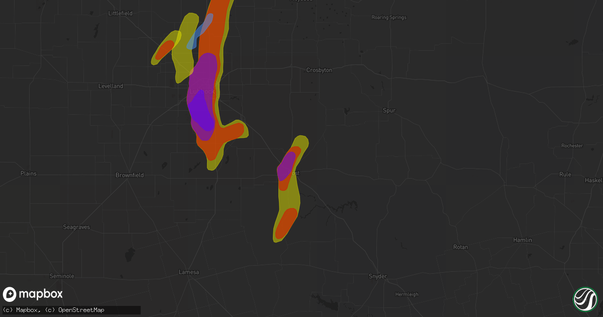 Hail map in Post, TX on May 20, 2020