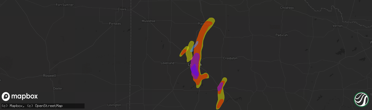 Hail map in Shallowater, TX on May 20, 2020