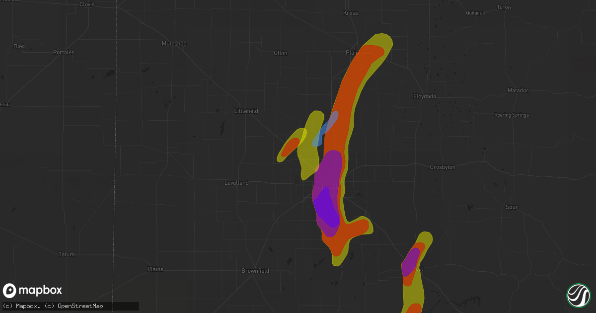 Hail map in Shallowater, TX on May 20, 2020