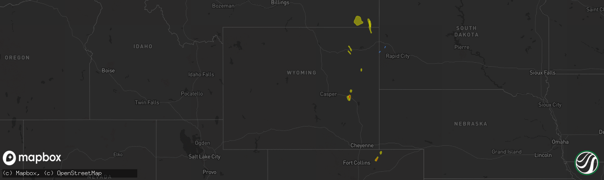 Hail map in Wyoming on May 20, 2020