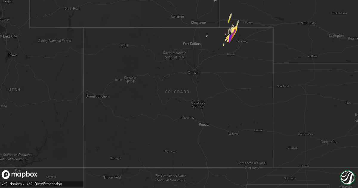 Hail map in Colorado on May 20, 2021