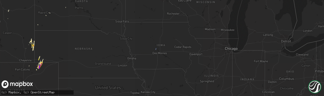 Hail map in Iowa on May 20, 2021