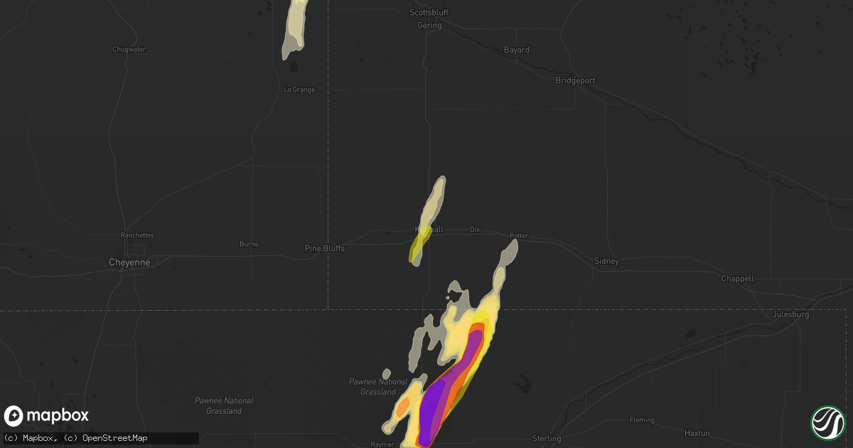 Hail map in Kimball, NE on May 20, 2021