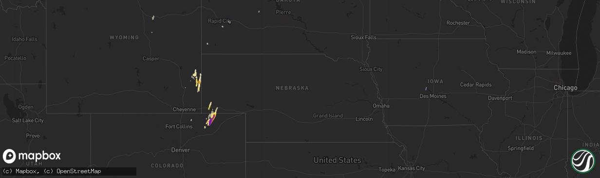 Hail map in Nebraska on May 20, 2021