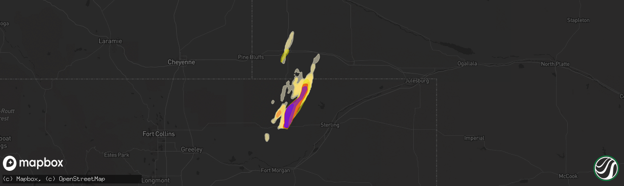 Hail map in Padroni, CO on May 20, 2021