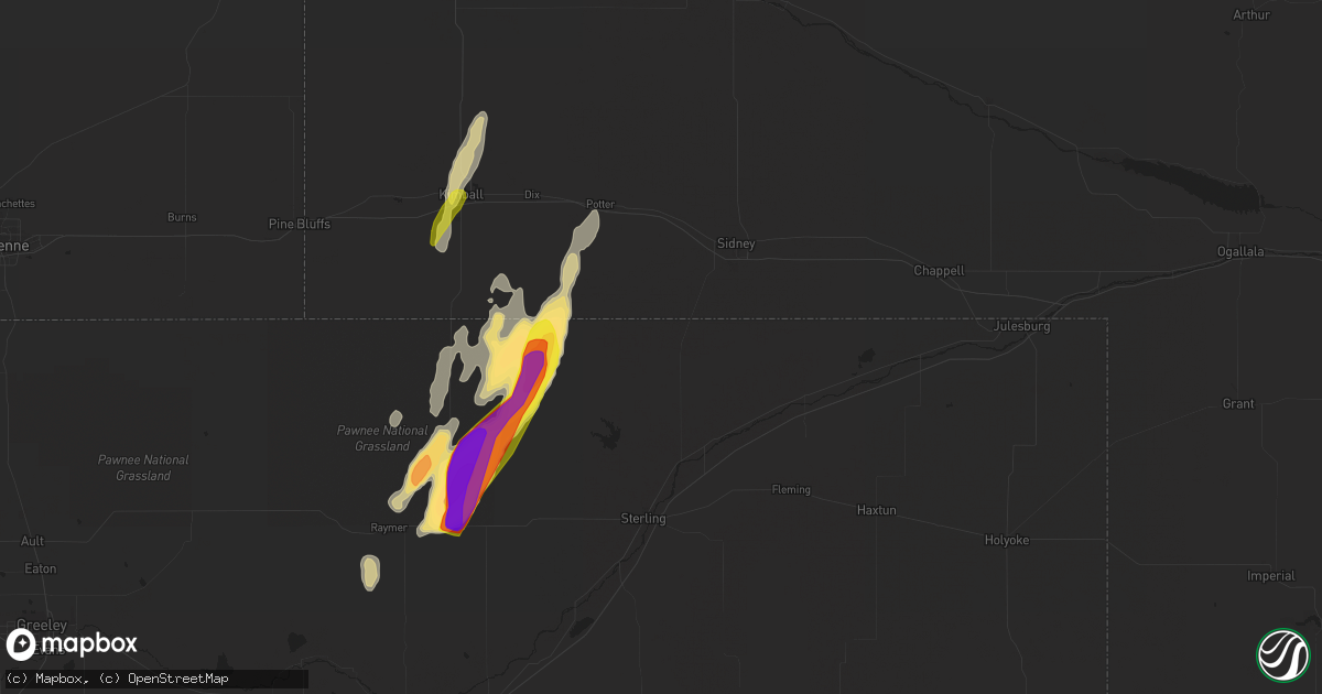 Hail map in Peetz, CO on May 20, 2021