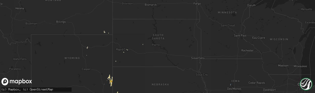 Hail map in South Dakota on May 20, 2021