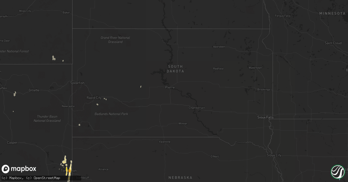 Hail map in South Dakota on May 20, 2021