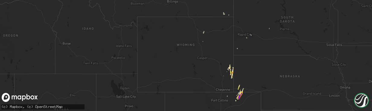 Hail map in Wyoming on May 20, 2021