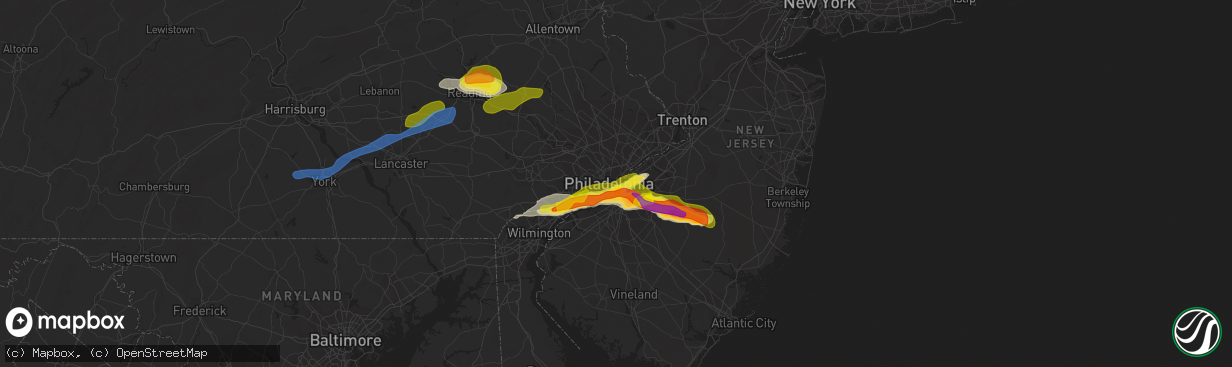Hail map in Camden, NJ on May 20, 2022