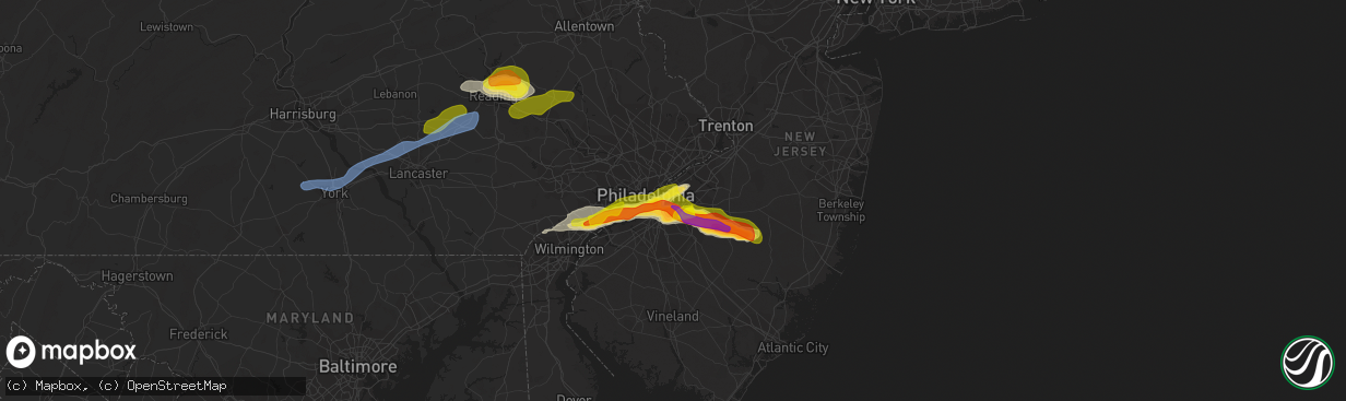 Hail map in Cherry Hill, NJ on May 20, 2022