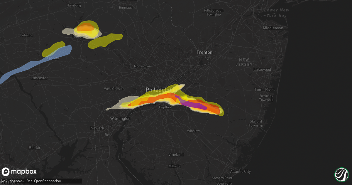 Hail map in Cherry Hill, NJ on May 20, 2022