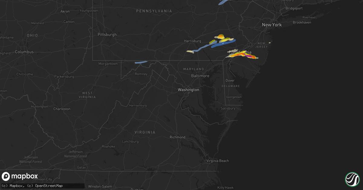 Hail map in Delaware on May 20, 2022