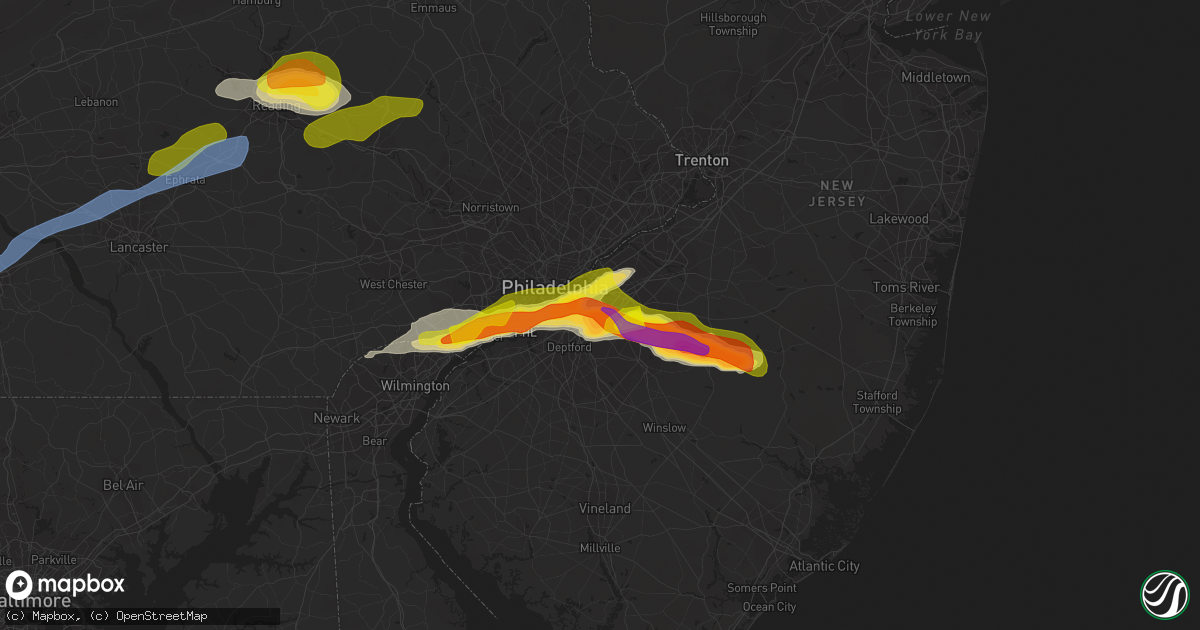 Hail map in Haddonfield, NJ on May 20, 2022