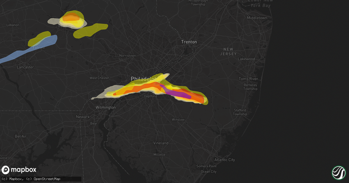 Hail map in Marlton, NJ on May 20, 2022