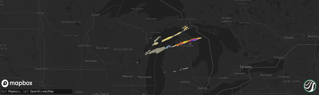 Hail map in Michigan on May 20, 2022