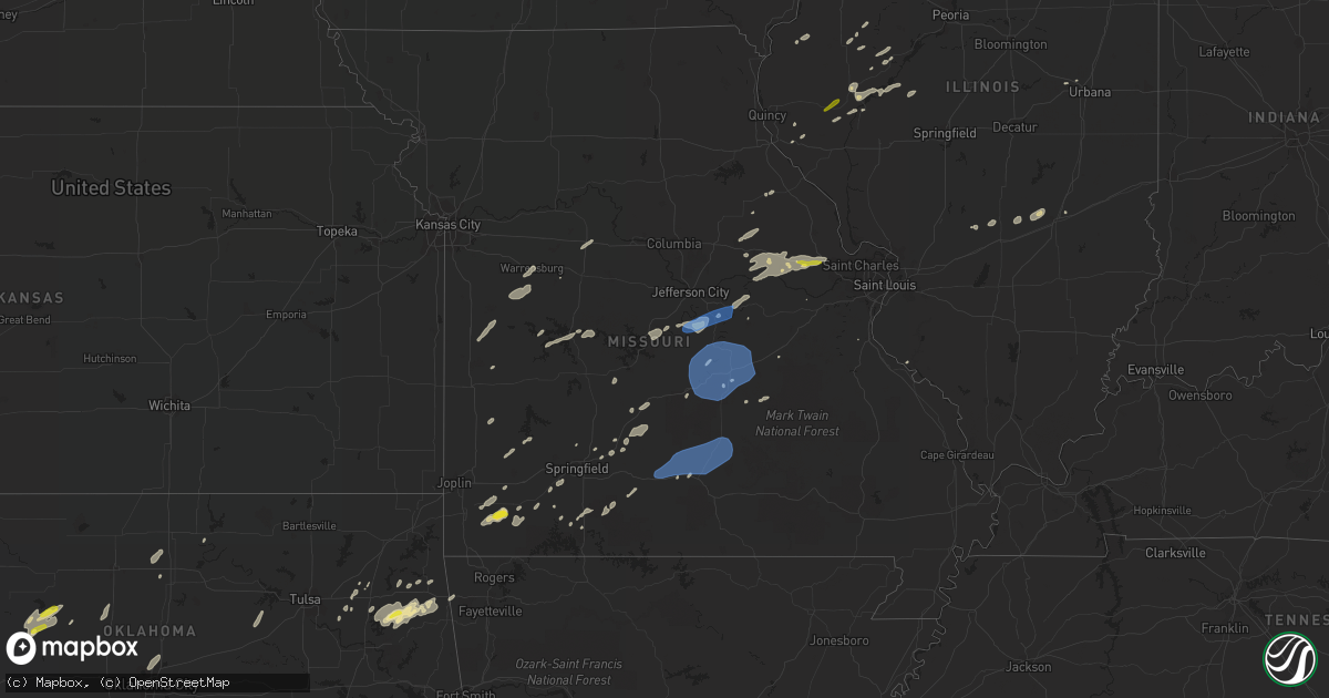 Hail map in Missouri on May 20, 2022